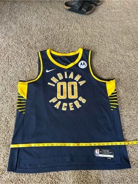 Nike Navy and Yellow Basketball Jersey